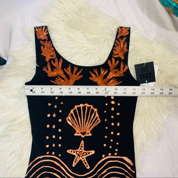 ANNA SUI Leotard BodySuit Small Waves Brass Arrow - Picture 11 of 13
